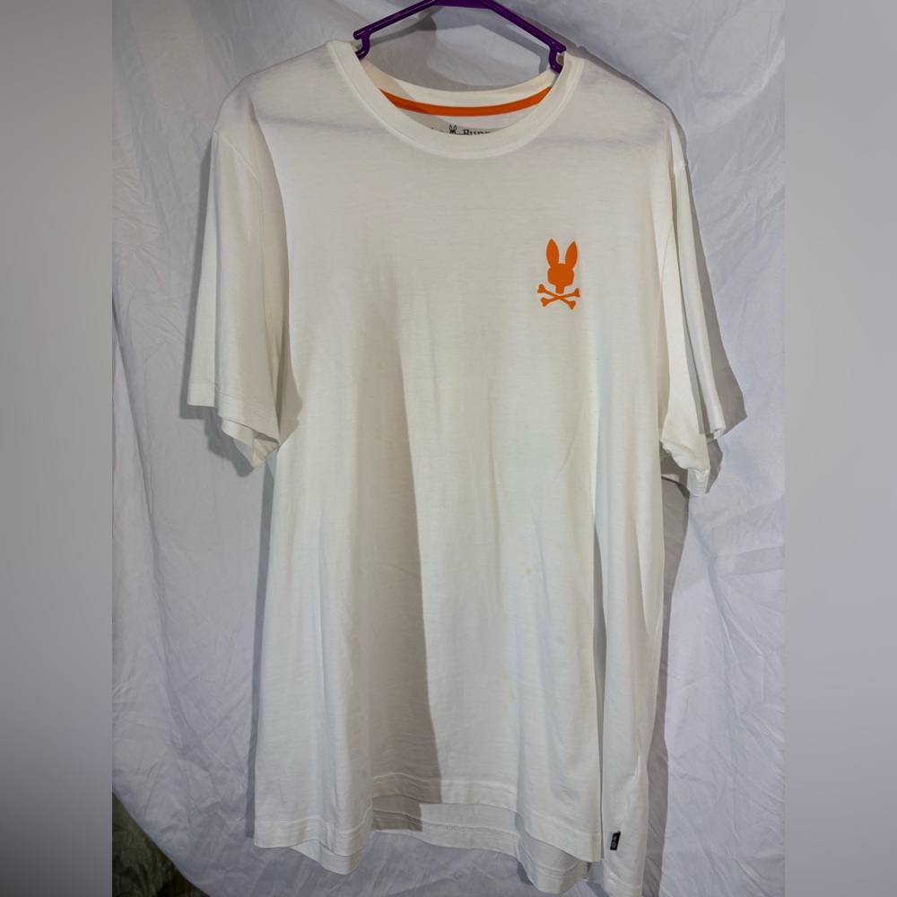White T-Shirt with Orange Logo Psycho Bunny 🐰